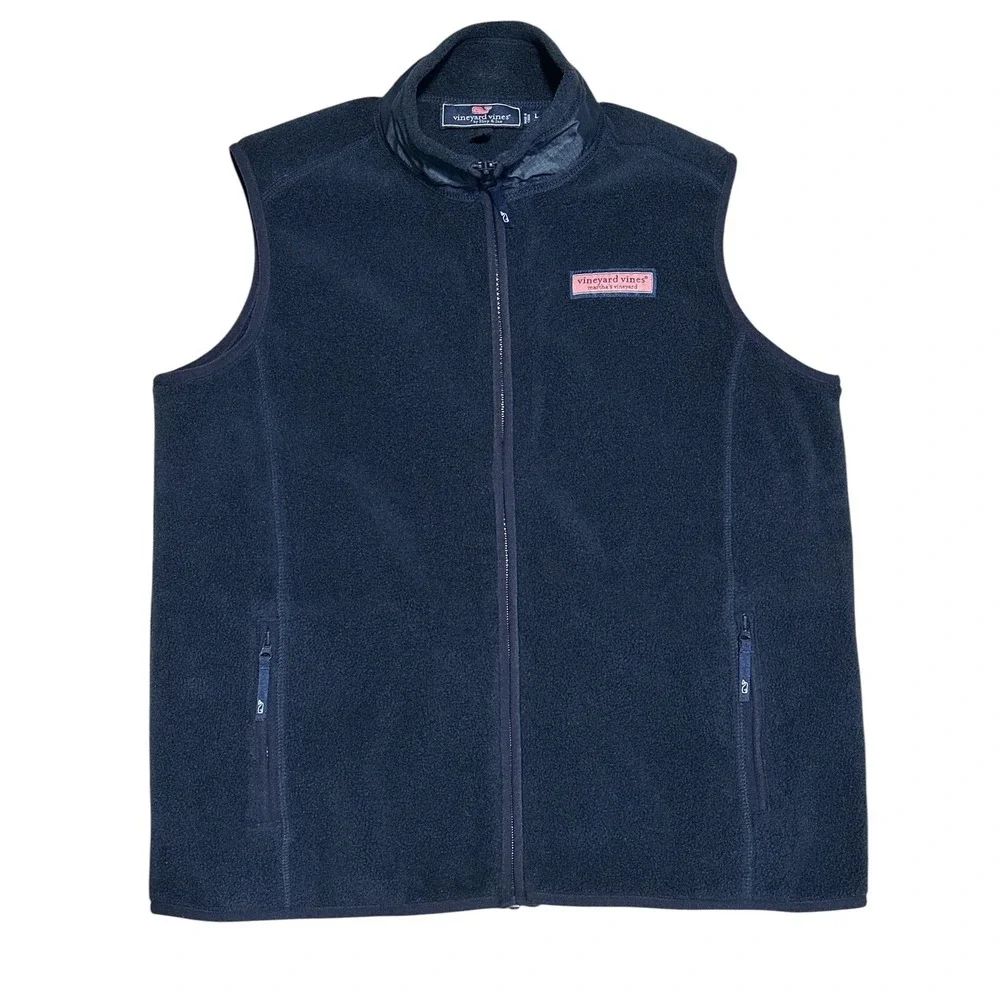 Vineyard Vines By Shep & Ian Navy Blue Boy's Fleece Vest Size L (16) RN 134578